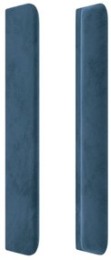 sötétkék bársony LED-es fejtámla 183x16x118/128 cm