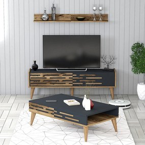 Valensiya nappali bútorszett, dió-antracit, 140 cm