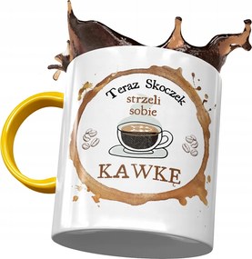 Sárga Bögre Az Ugrálónak Kávét Lőnek Fényképes Nyomtatással