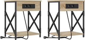 vidaXL Éjjeliszekrény 2 pcs Sonoma tölgy 41 x 31 x 51 cm Faanyag