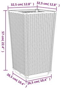 2 db fekete polipropilén kerti ültetőláda 32,5 x 32,5 x 57 cm
