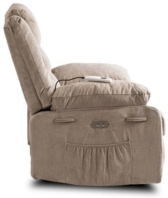 Elektromosan Vezérelhető Masszázsfunkciós Relaxfotel Bézs Kordbársony Kárpittal. JASPER