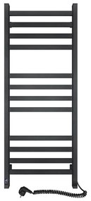 Fürdőszobai törölközőszárító radiátor termosztáttal AVANGARD 459W/230V 120,6cm IP44 fekete pr.