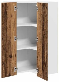 Függő szekrény Riga Régi fa és fehér 57 x 57 x 100 cm Faanyag