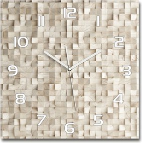 Nagy üveg falióra Fa kockák 60x60