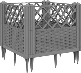 vidaXL világosszürke PP kerti virágláda cövekekkel 43,5x43,5x43,5 cm