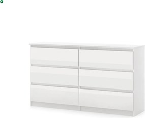 SIMPLE 120 6 fiókos komód fehér/fehér magasfényű