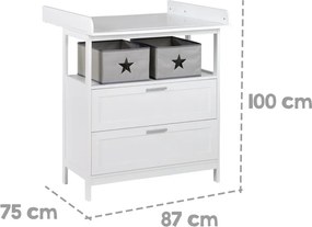 Fehér gyerek komód pelenkázó feltéttel 75x100x87 cm Hamburg – Roba