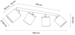 Spot-Light 2047401011553 - BENITA spotlámpa 4xE27/25W/230V tölgy