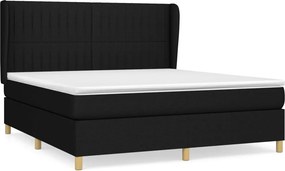 vidaXL fekete szövet rugós ágy matraccal 160x200 cm