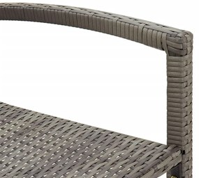 3 részes szürke tömör akácfa és polyrattan kerti bárszett