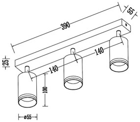 Spotlámpa PIPE 3xGU10/10W/230V fehér