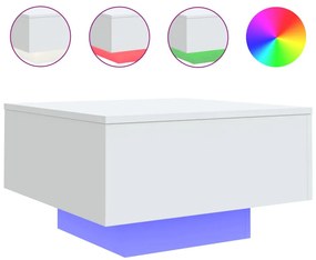 Fehér dohányzóasztal LED-lámpákkal 55 x 55 x 31 cm