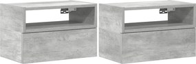 vidaXL 2 db betonszürke falra szerelhető éjjeliszekrény 45x26x28,5 cm