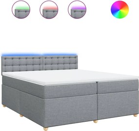 vidaXL világosszürke szövet rugós ágy matraccal 200 x 200 cm