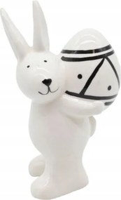 Húsvéti kerámia nyuszi fehér-fekete