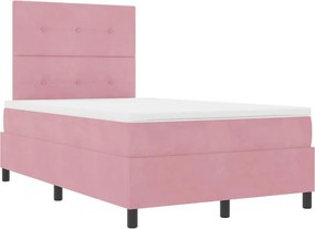 vidaXL LED Box Spring Ágy matracmal Rózsaszín 120 x 200 cm szövet