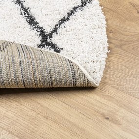 PAMPLONA krém-fekete magas szálú bolyhos modern szőnyeg Ø 80 cm