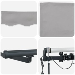 Automatikus Behúzható Napernyő LED világítással Világosszürke 450x300 cm