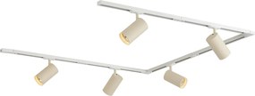 Modern sínrendszer 5 spotlámpával, fehér és bézs színben, 1 fázisú GU10 70mm - Iconic Jeana Luxe