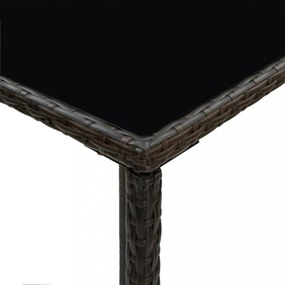 barna polyrattan és üveg kerti bárasztal 70 x 70 x 110 cm