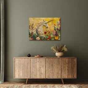 Kép - Egyszarvú virágokkal (70x50 cm)