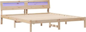 vidaXL Ágykeret fejtámlával Barna 200 x 200 cm Tömör fenyőfa