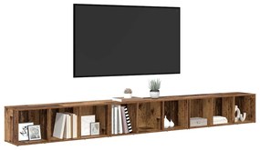 TV szekrény 3 pcs Régi fa 37 x 35 x 107.5 cm Műanyag Fa