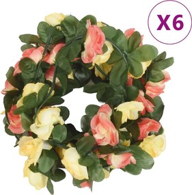 vidaXL 6 db tavaszi naplemente-piros virágfüzér 250 cm