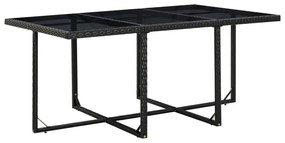 11-részes fekete polyrattan kültéri étkezőszett párnákkal
