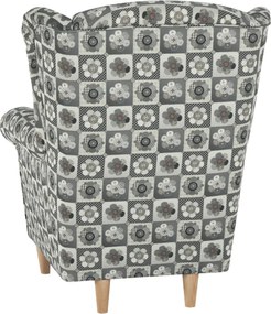 füles fotel puffal, szövet patchwork N1, ASTRID