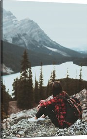 Vászonkép Emberek Hegyek Nő az ösvényen 50x80