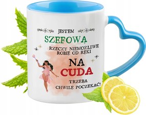 Főnöknek Kék Bögre Szív Alakú Füllel Ajándék