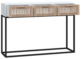 fehér szerelt fa és vas tálalóasztal 105x30x75 cm
