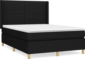 vidaXL fekete szövet rugós ágy matraccal 140 x 190 cm