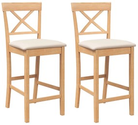 2 db természetes tömörfa gumiból bárszékek párnákkal