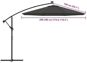 antracitszürke konzolos napernyő csereponyva 300 cm