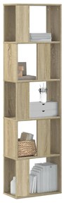 5 szintes sonoma tölgy szerelt fa könyvespolc 45x23,5x162,5 cm