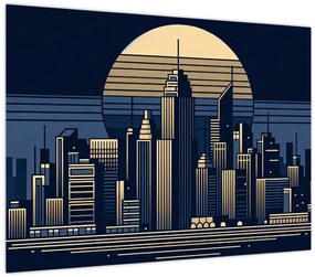 Üveg kép – Geometrikus város (70x50 cm)