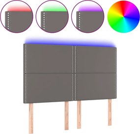 vidaXL szürke műbőr LED-es fejtámla 144x5x118/128 cm
