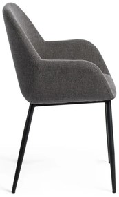 Antracitszürke kárpitozott étkezőfotel Konna – Kave Home