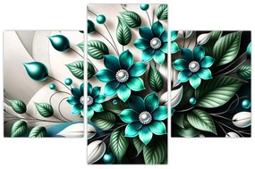 Kép - 3D türkiz virágok (90x60 cm)