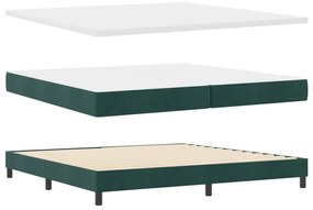 Boxspring Ágy Matrac nélkül Sötét Zöld 200x200 cm Bársony