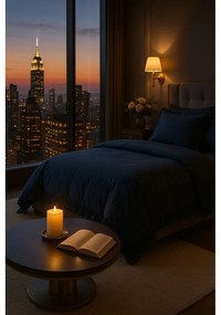 Sötétkék egyszemélyes renforcé pamut ágyneműhuzat 140x200 cm Ruffle Striped – Mila Home Luxury