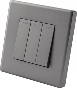 Háromkapcsolós Lépcsőházi Fali Kapcsoló Szürke Szett Kerettel Miuun Leo