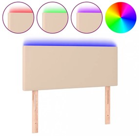 cappuccino színű műbőr LED-es fejtámla 100 x 5 x 78/88 cm