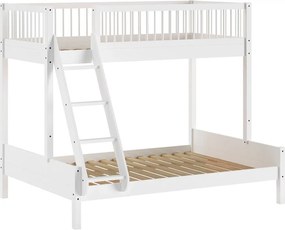 Fehér bükkfa emeletes gyerekágy ágyráccsal 140x200-90x200 cm Forrest – Vipack