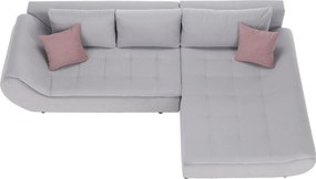 Ülőgarnitúra, világosszürke/púderrózsaszín, szövet, jobbos, BRATO