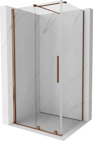 Mexen Velar, zuhanykabin tolóajtóval 150 (ajtó) x 100 (fal) cm, 8mm átlátszó üveg, rózsaszín arany, 871-150-100-01-60