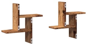 2 db antik fa színű szerelt fa fali polc 38 x 12 x 38 cm